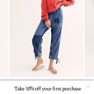 Free People Honey Bee Patched Denim Harem Pants XS
